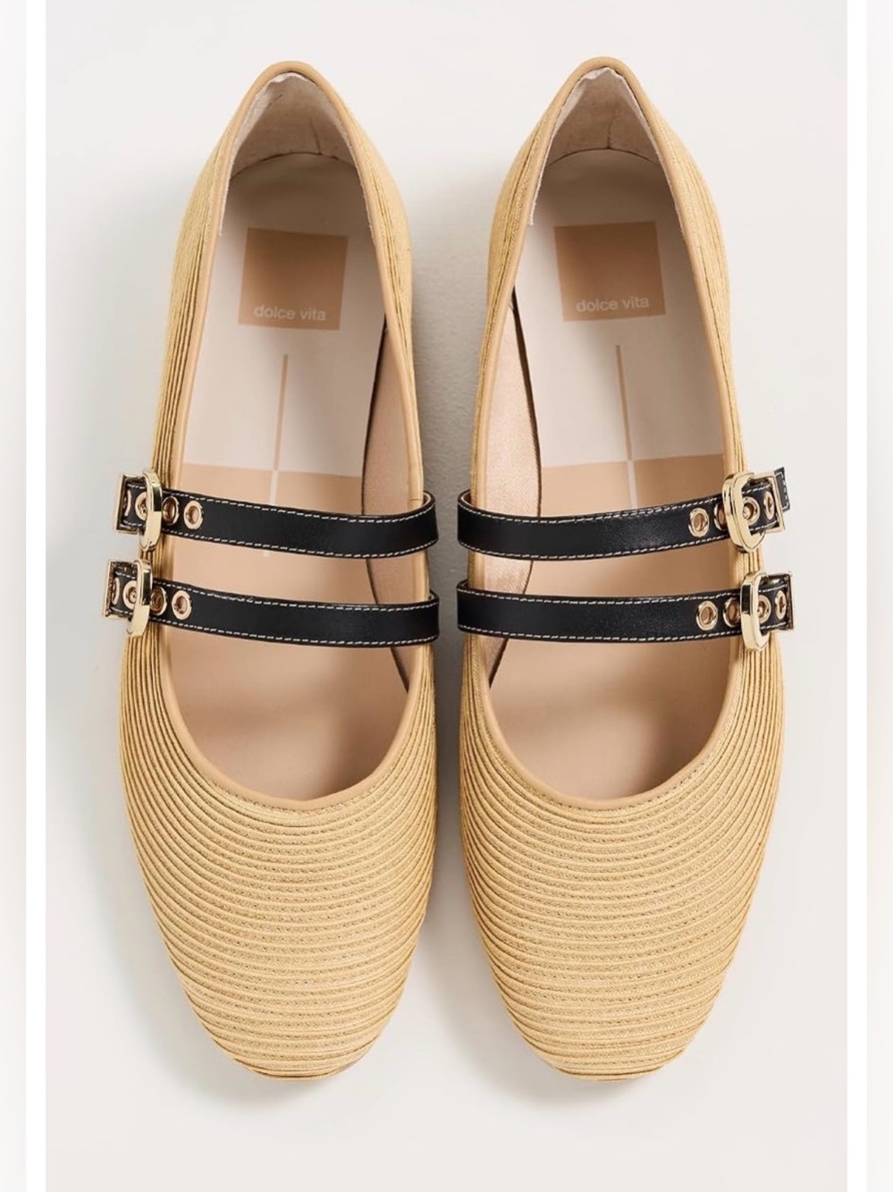 Dolce Vita Baylee Mary Jane Raffia Ballet Flats in Natural size 9.5
